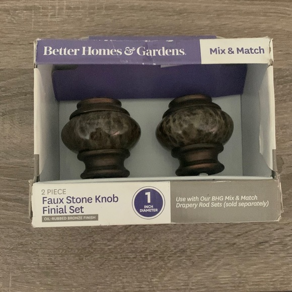 Better Homes & Gardens Curtain Rod Ribbed Knob Finials Set 2 Oil Rub Bronze - Picture 1 of 4